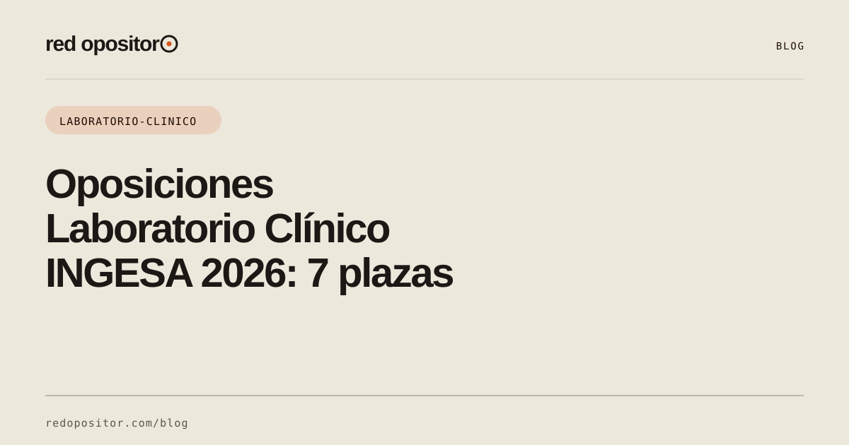 Oposiciones Laboratorio Clínico INGESA 2026: 7 plazas