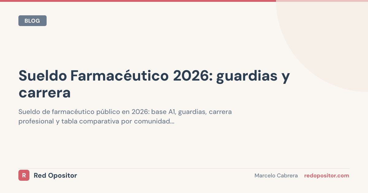 Sueldo farmacéutico hospital A1 2026: 2.100-2.700€ netos