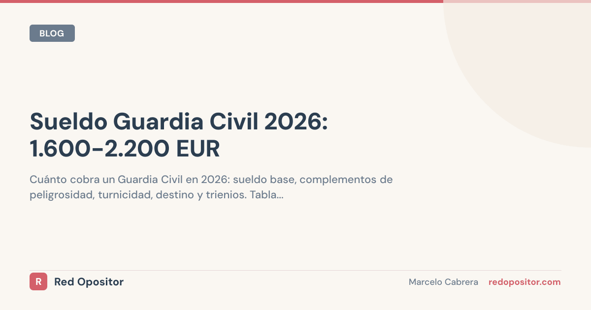 Sueldo Guardia Civil 2026: 1.500€-2.800€ netos (tabla por empleo)