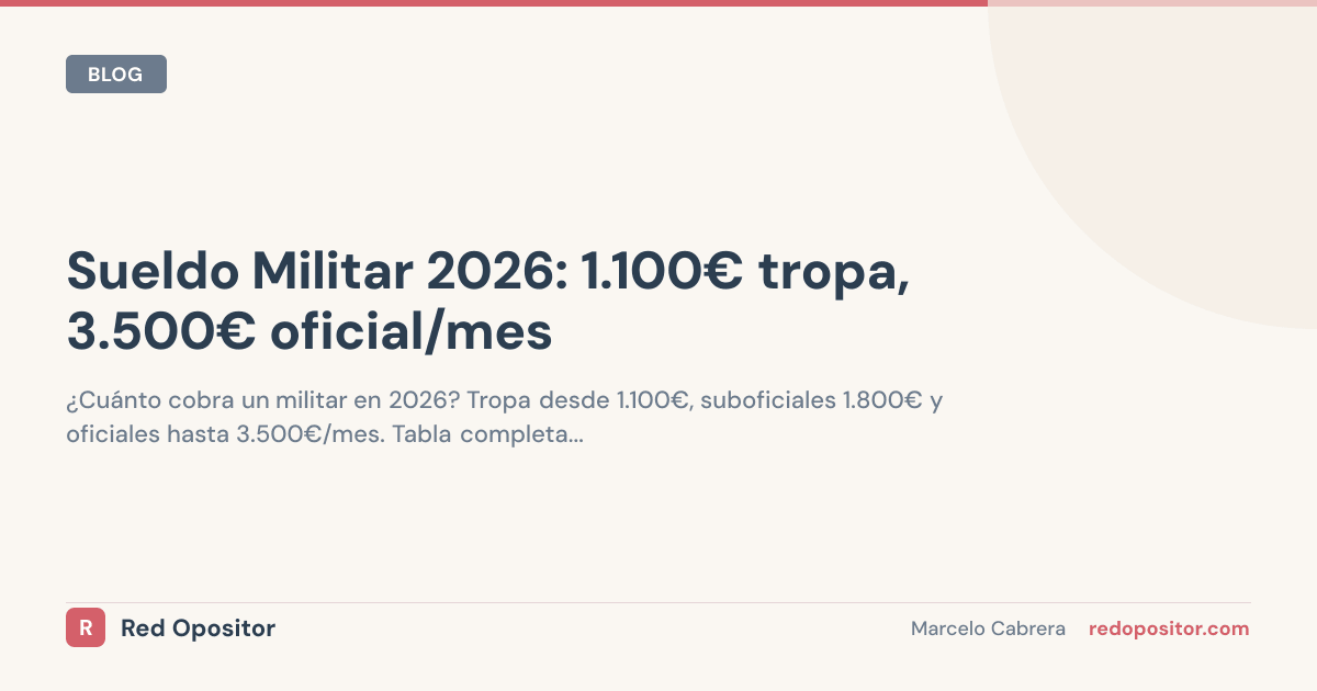 Sueldo militar 2026: general 5.500€ vs soldado 1.100€ netos