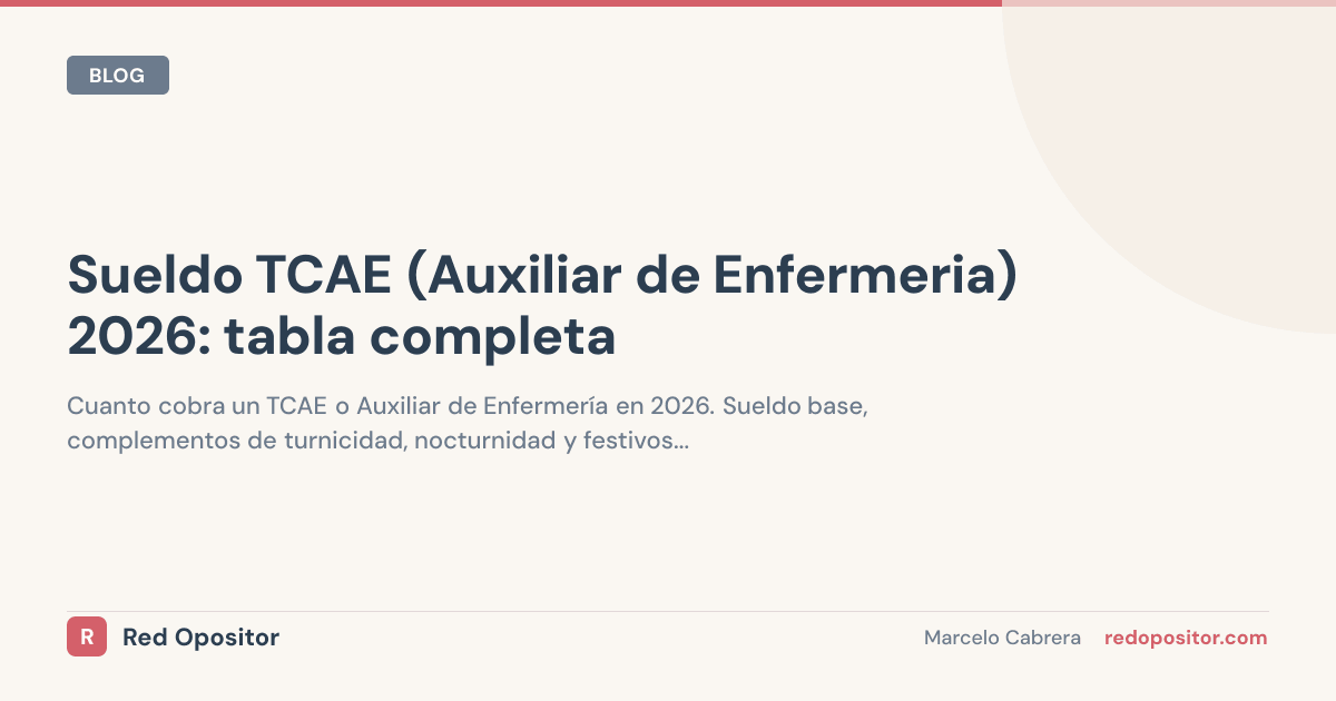 Sueldo TCAE 2026: 1.550€ con nocturnidad vs 1.200€ base