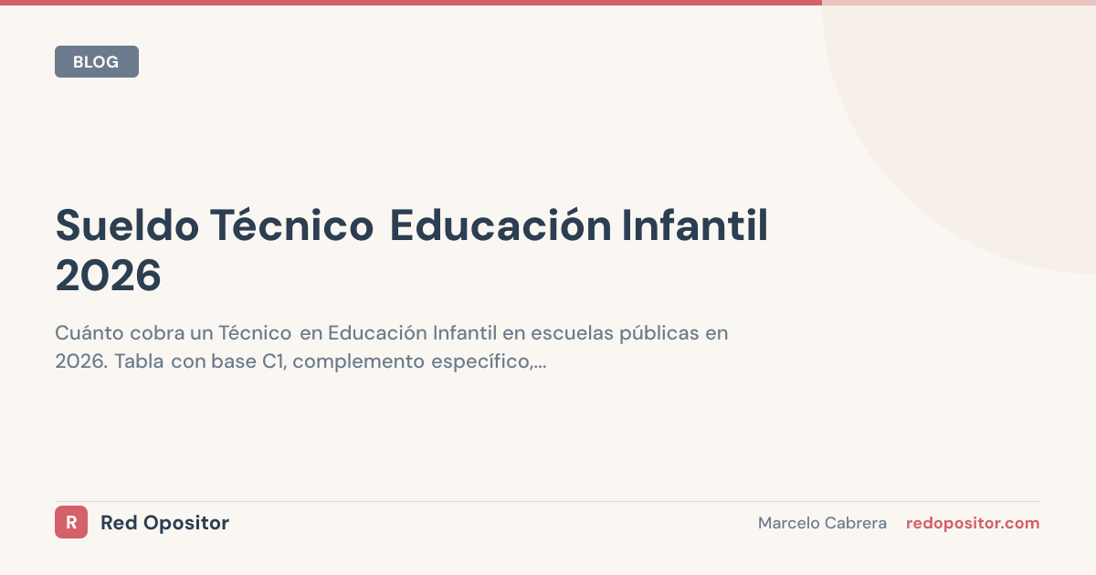 Sueldo técnico educación infantil 2026: 1.500€-2.200€ netos/mes (C1)