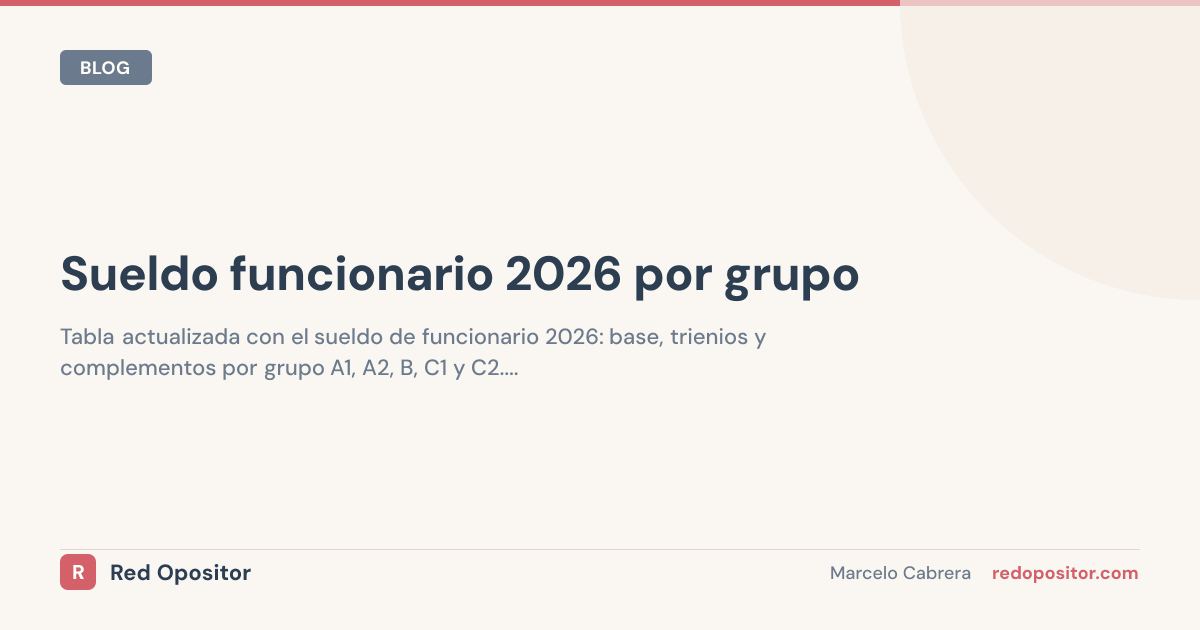 Tabla salarial funcionarios 2026: sueldo base BOE por grupo