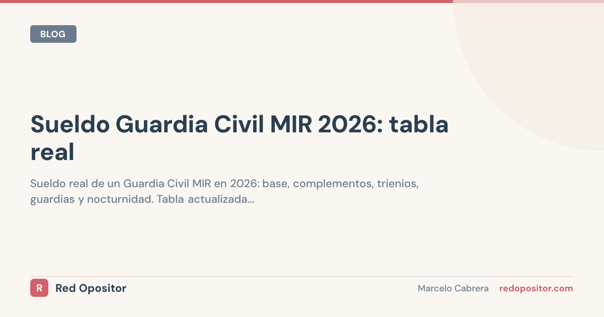 Sueldo Guardia Civil MIR 2026: tabla real